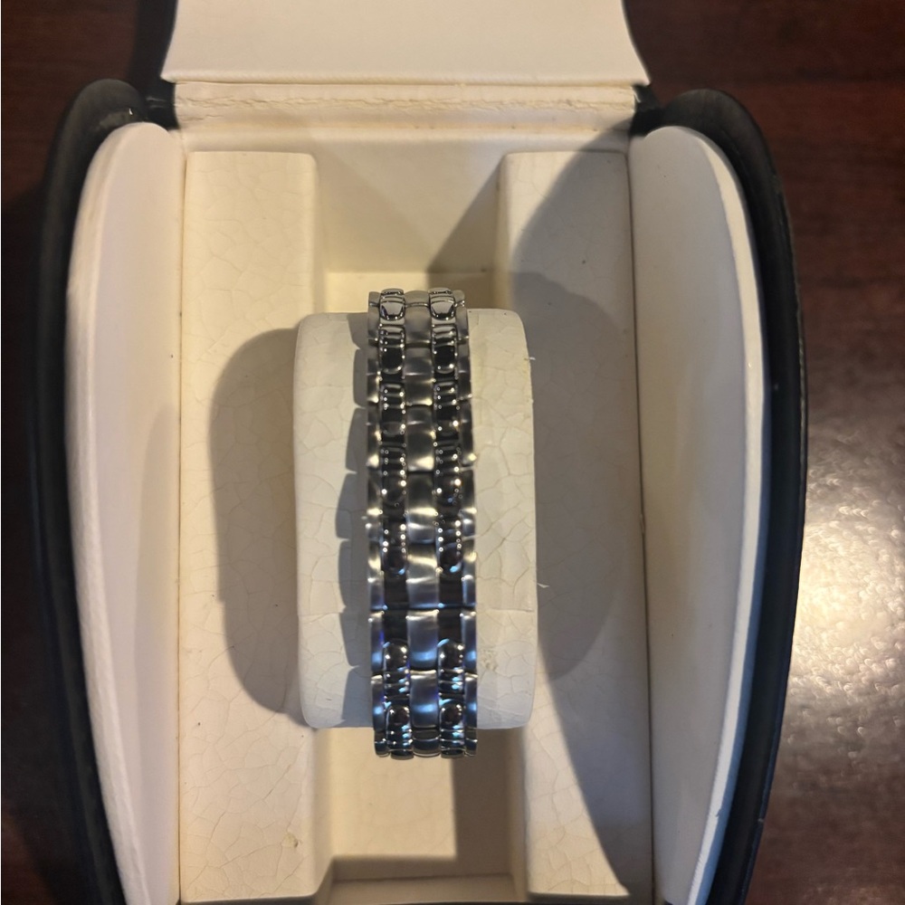 Movado Silver and Black Women's Watch - Picture 5 of 6